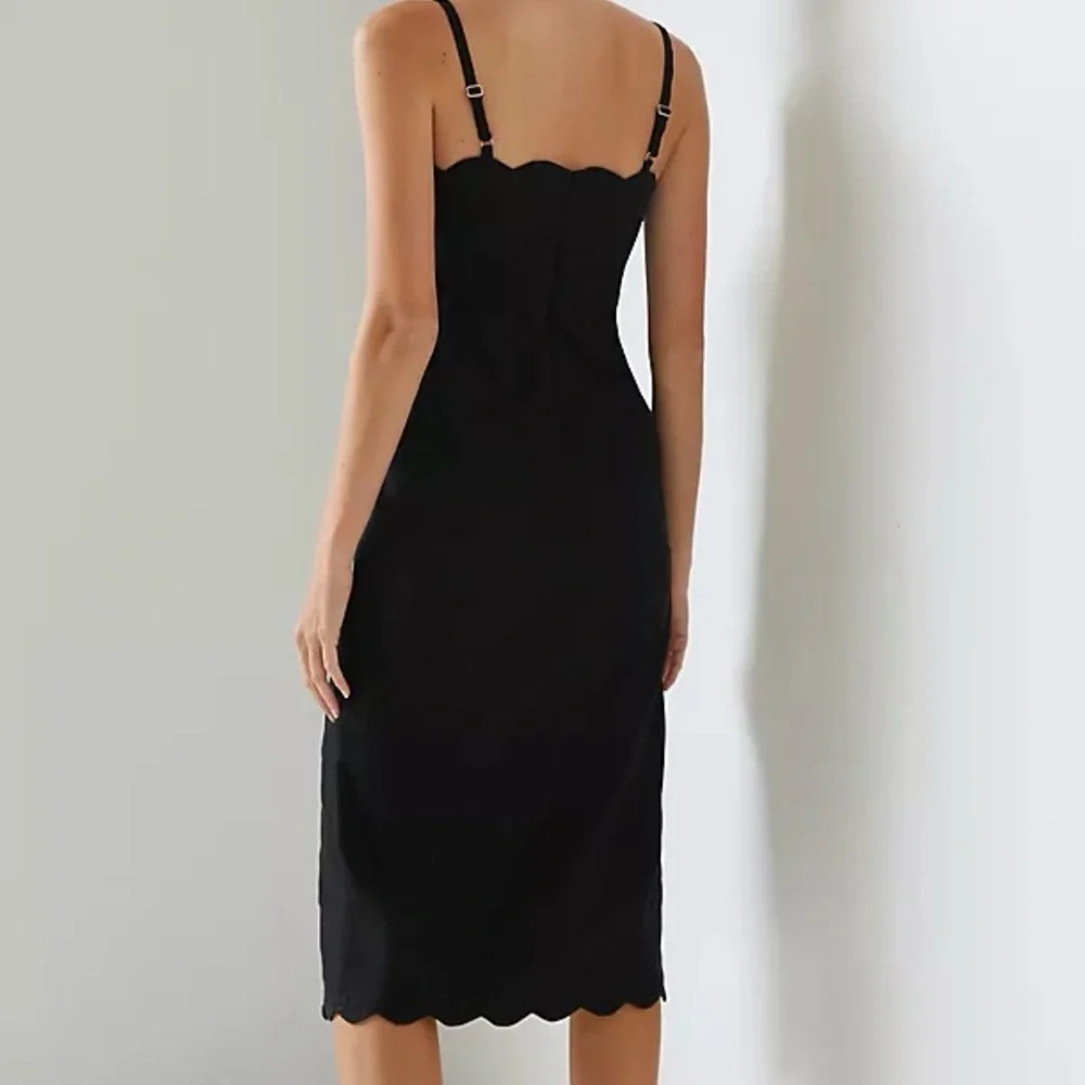 Anthropologie Womens Midi Dress Size 6 Black Preppy Party Celebration Front Slit - Picture 3 of 14